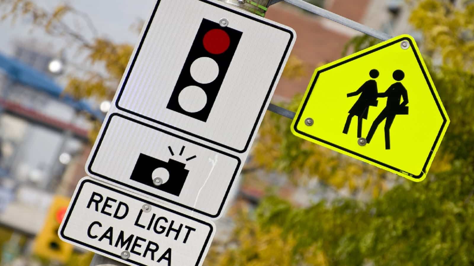 Red Light Camera Sign Stock Photo