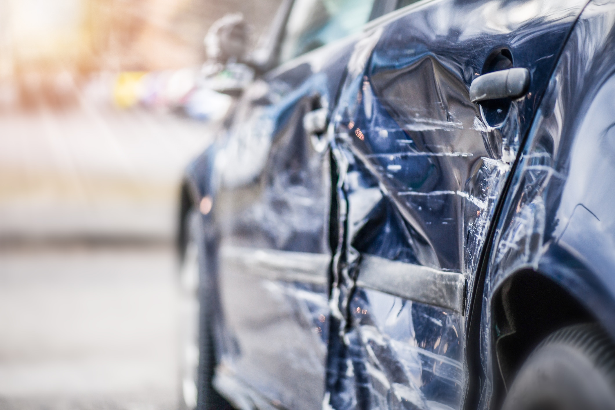 A damaged car after a wreck in Demopolis, AL.